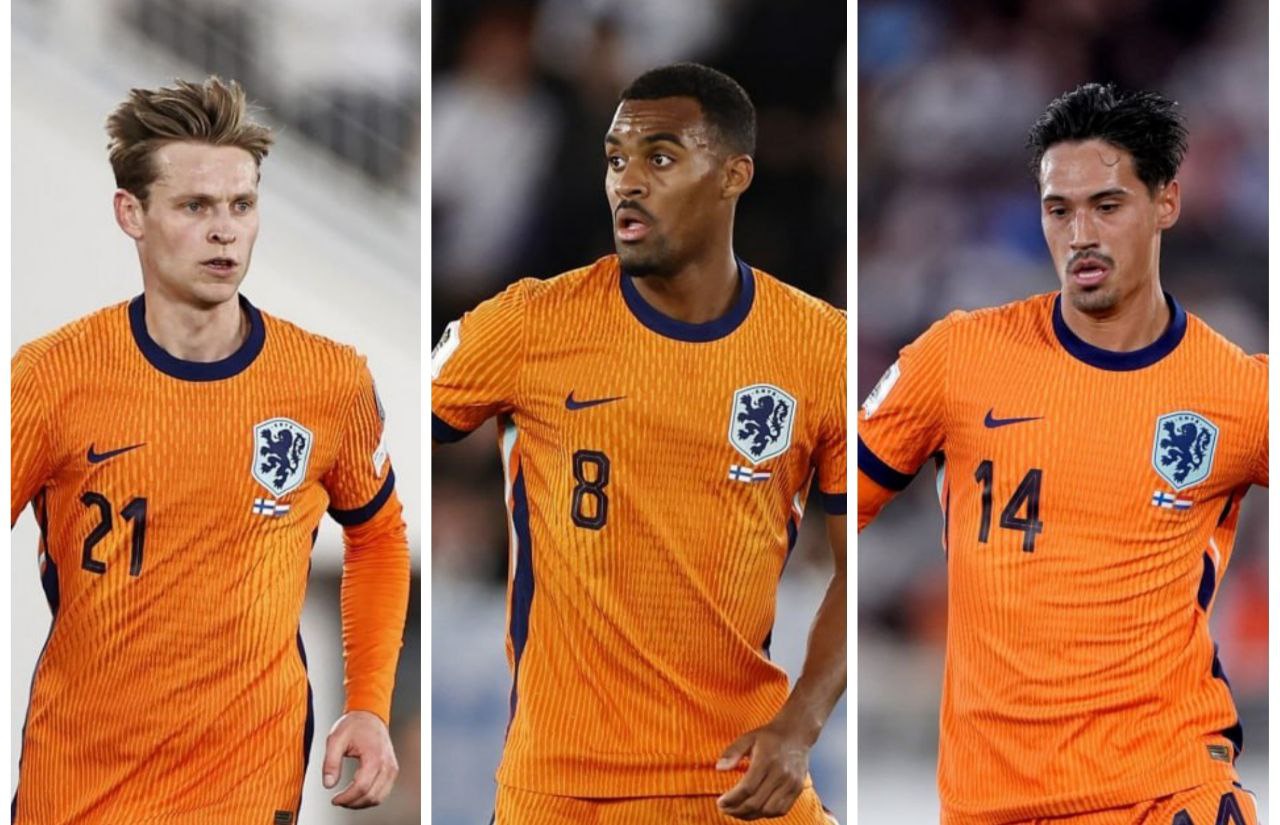 خط هافبک تیم ملی هلند - فرنکی دی یونگ - تیجانی ریندرس - رایان خرافنبرخ
