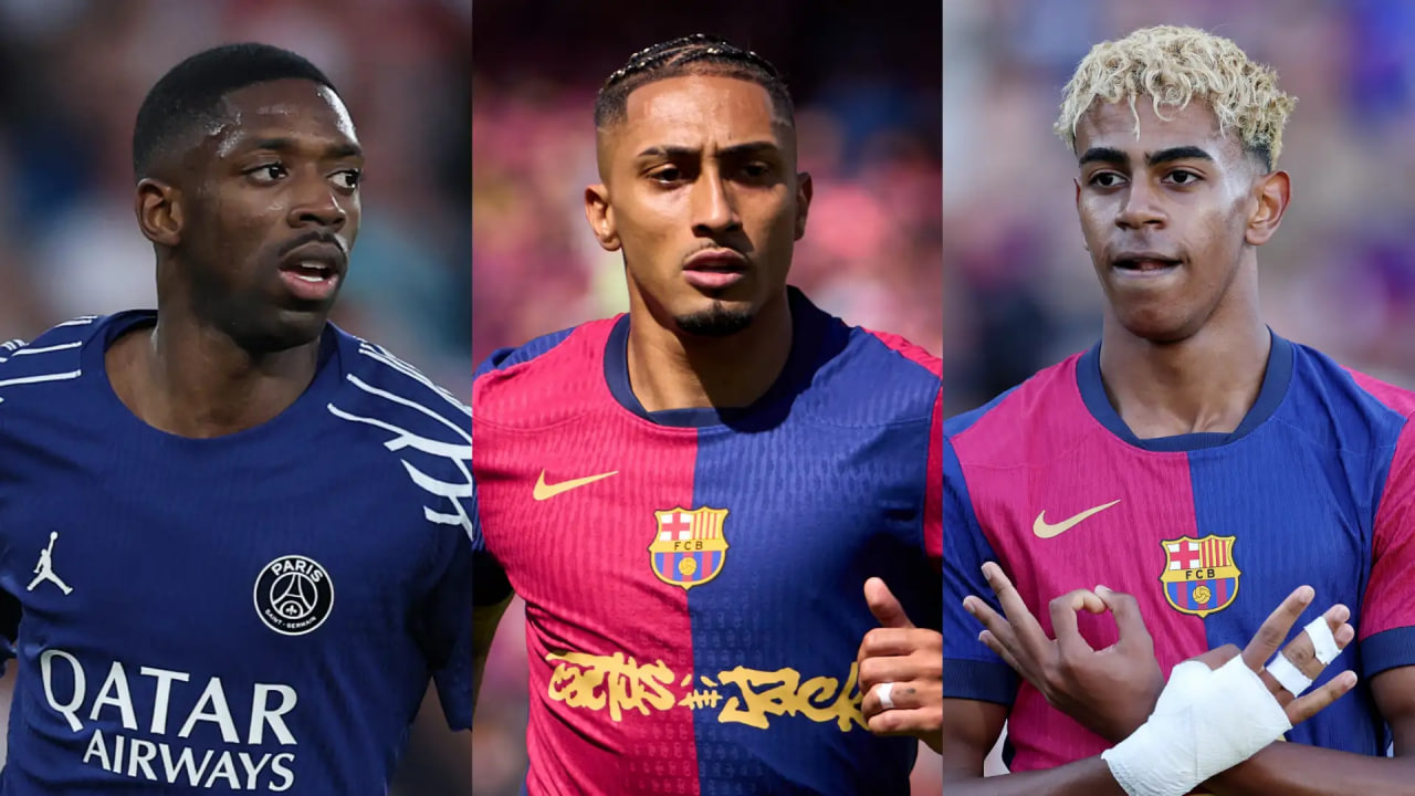 لامین یامال - رافینیا - عثمان دمبله - بارسلونا 