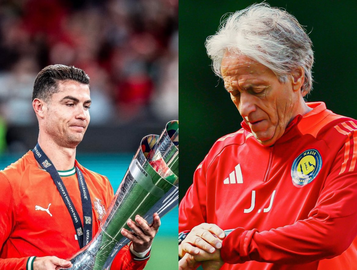عکس از ژرژ ژسوس و کریستیانو رونالدو بازیکن و سرمربی النصر عربستان