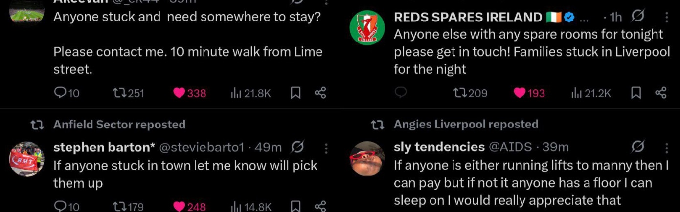 پیام‌های کمک هواداران لیورپول